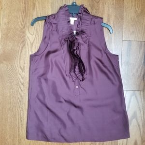 J. Crew Plum Sleeveless Ruffled Blouse